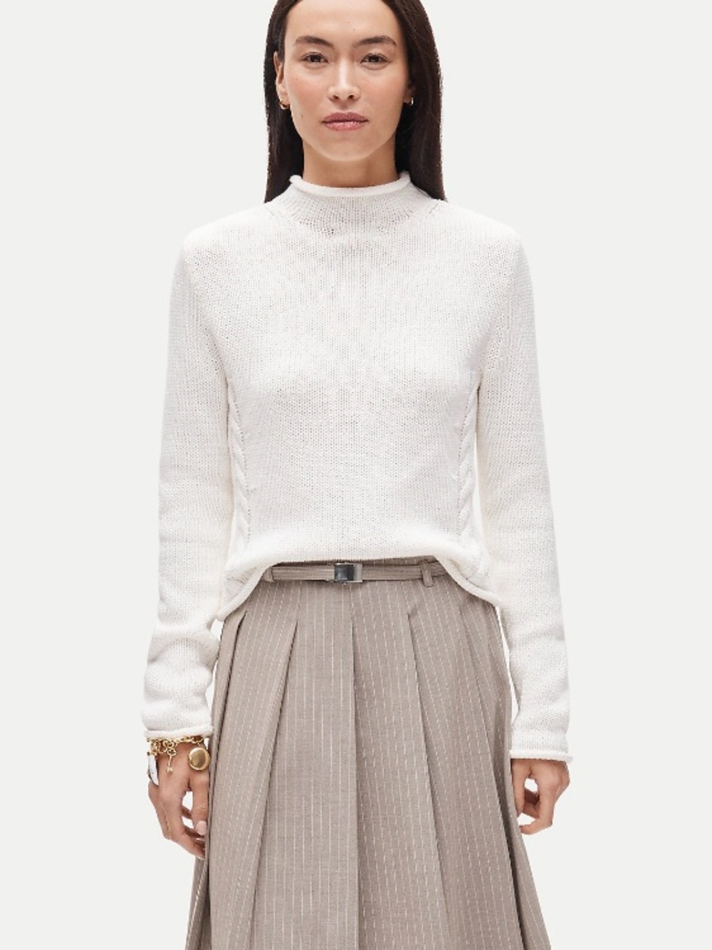 J crew ivory Rollneck™ reversible cardigan